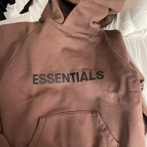 Essential fear of god brown hoodie , size small